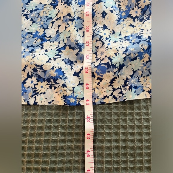 GAP Ruffle Neck Midi Dress Blue Floral Smocked Small Shirred Ruffle - Picture 6 of 14